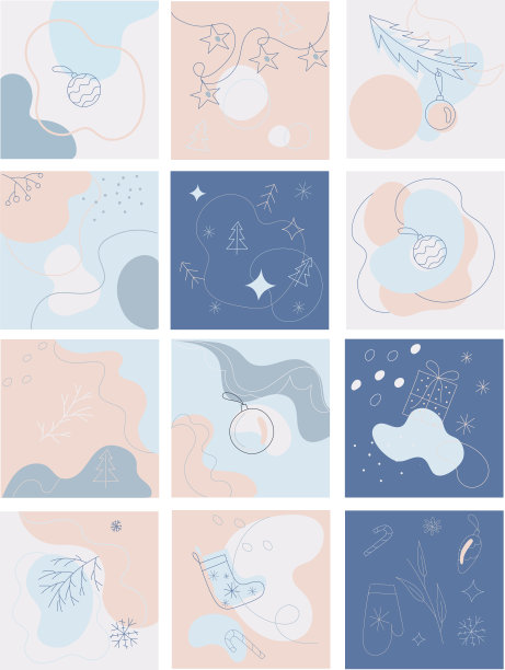 社交媒体横幅设计背景。一套instagram帖子框架模板。向量的封面。抽象的圣诞主题图片下载