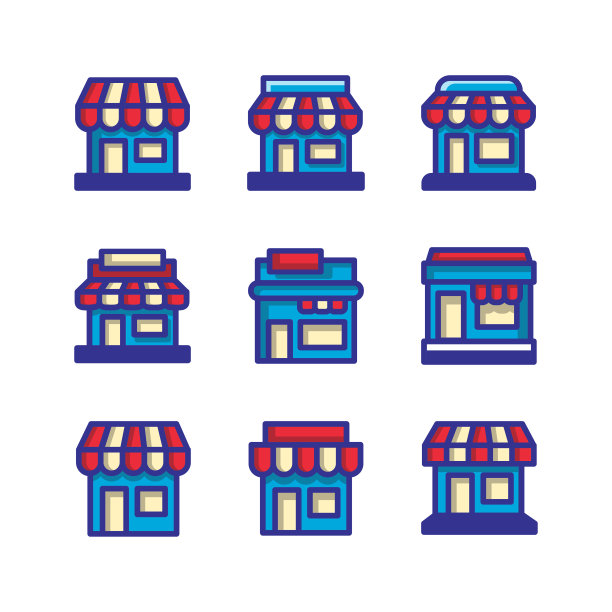 商店图标集色彩风格设计图片下载