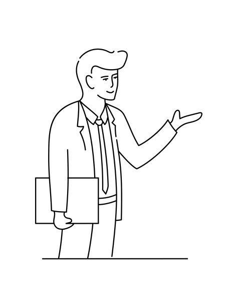 商人解释一些相关的线风格概念矢量插图图片下载