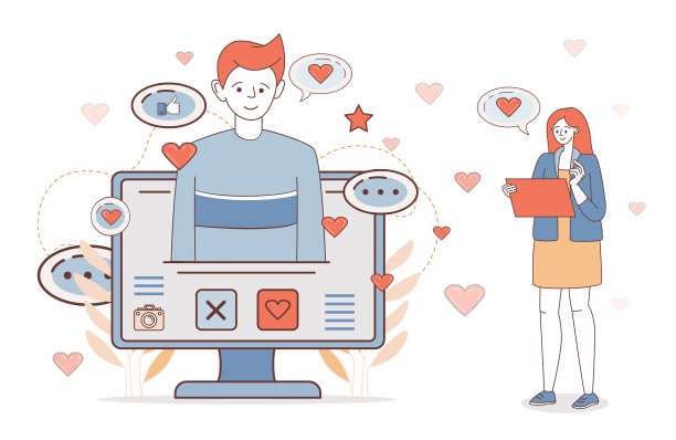 约会手机应用程序或网站登陆页面模板图片下载