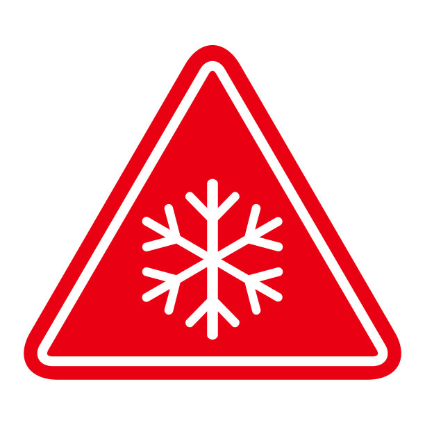 冰雪冬季图标，危险冰片标志，风险预警矢量插图，小心谨慎符号图片下载