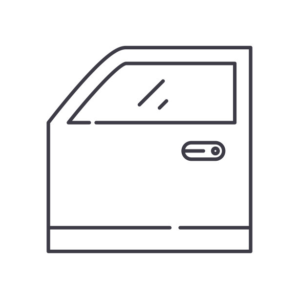 车门图标，线性孤立的插图，细线矢量，网页设计标志，轮廓概念符号与可编辑的笔画在白色的背景。图片下载