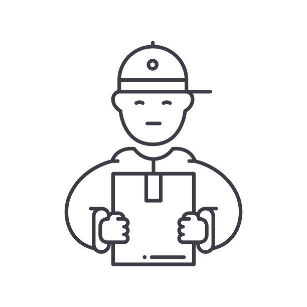 航运图标，线性孤立的插图，细线矢量，网页设计标志，轮廓概念符号与可编辑的笔触在白色的背景。图片下载