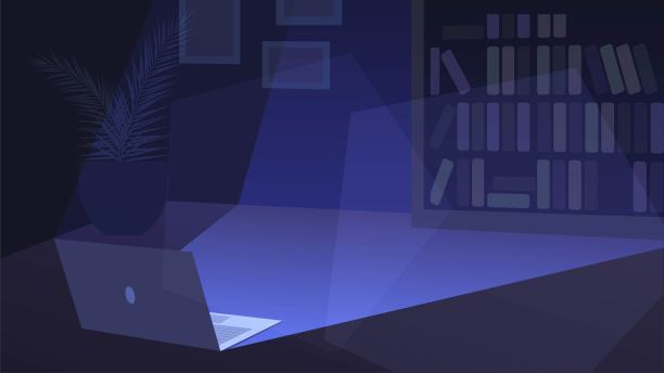 黑屋子里的笔记本电脑图片下载