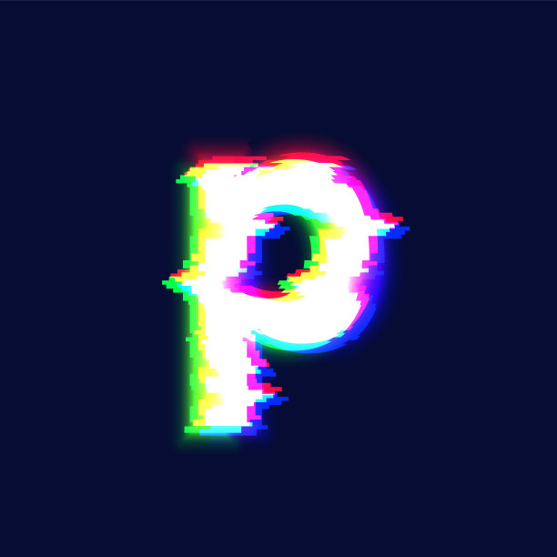现实的小故障字体字符'p'，矢量插图图片下载