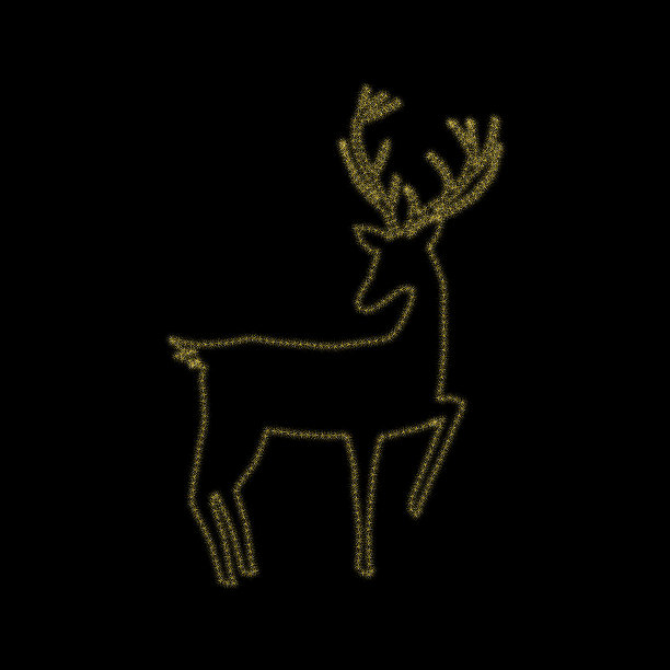 圣诞金鹿装饰的黄金闪闪发光，闪闪发光的黑色透明的背景。矢量闪闪发光的鹿为圣诞节或新年设计模板图片下载