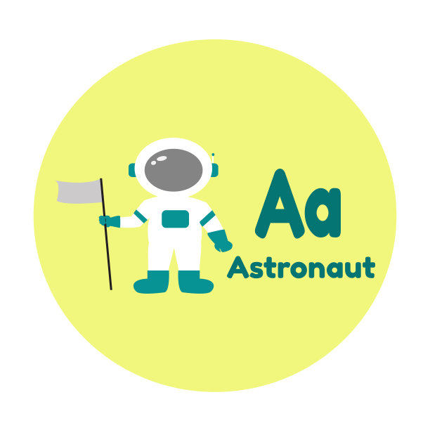 字母表宇航员卡通插图矢量为孩子图片下载