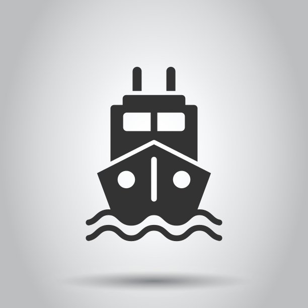 旅游船图标在平坦的风格。渔船矢量插图在白色孤立的背景。油轮目的地业务概念。图片下载