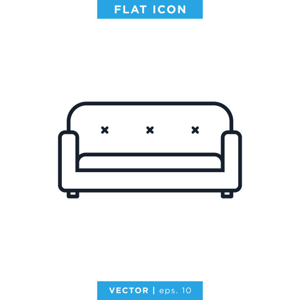 沙发图标矢量股票插图设计模板。图片下载