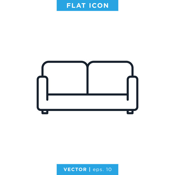 沙发图标矢量股票插图设计模板。图片下载