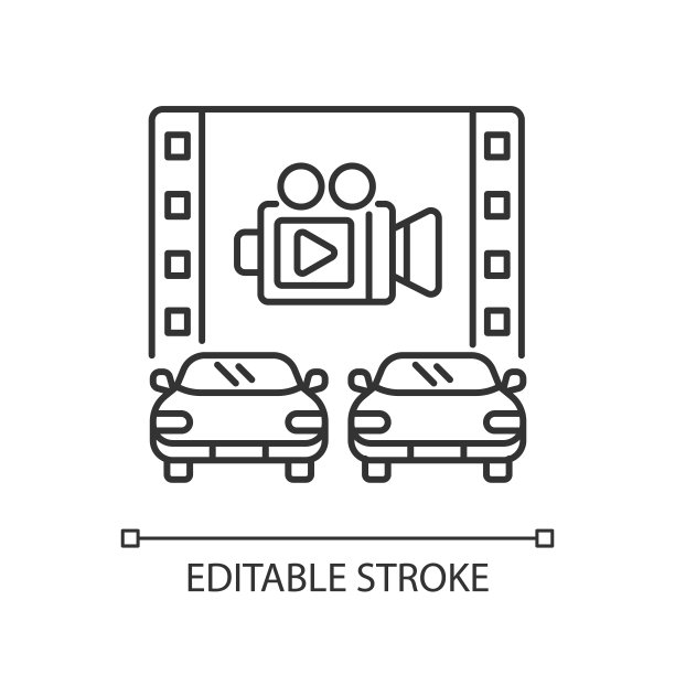 开车通过电影院线性图标图片下载