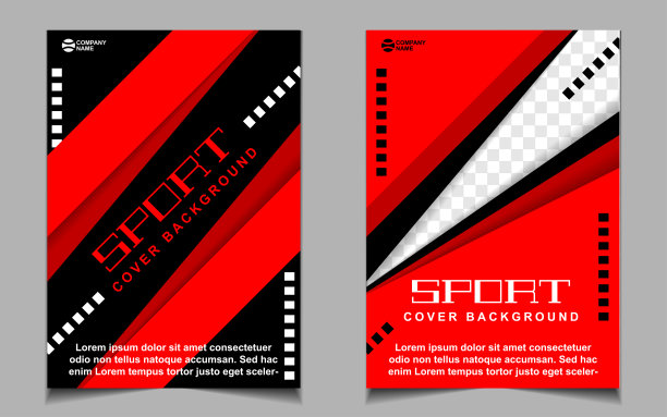 设置封面a4背景的体育活动海报与动态的红和黑颜色。矢量布局设计模板图片下载