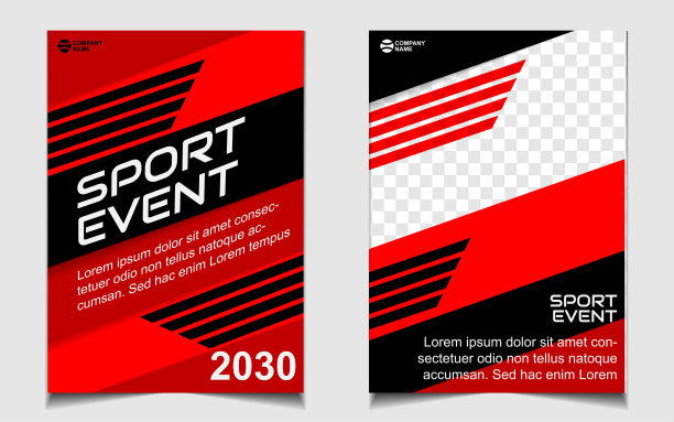 设置封面a4背景的体育活动海报与动态的红和黑颜色。矢量布局设计模板图片下载