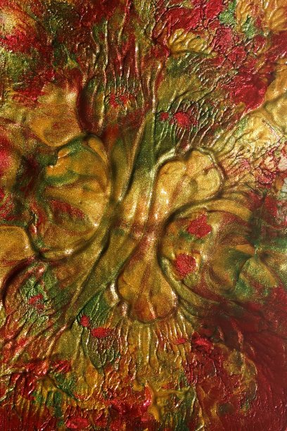 抽象绘画背景，亚克力纹理金红色绿色色彩。海报图片下载