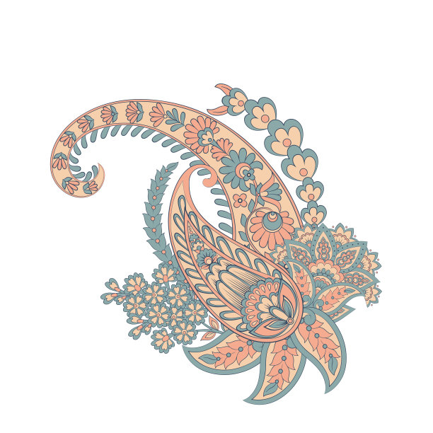 佩斯利花东方孤立图案图片下载