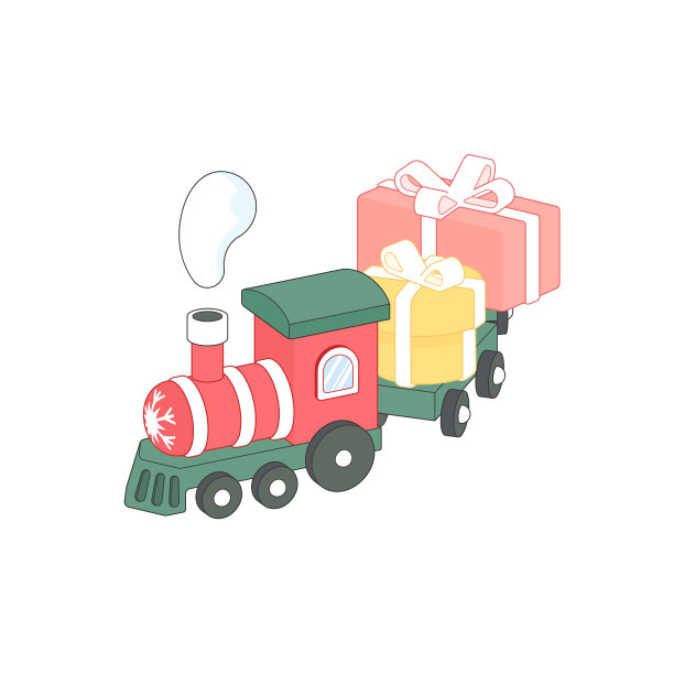 圣诞火车载着礼物。圣诞玩具机车为网络横幅图片下载