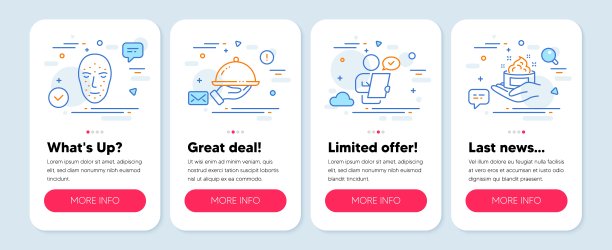 一套人的图标，如面部生物识别，客户调查，餐厅食物符号。护肤系列图标。向量图片下载