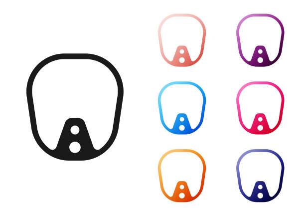 黑色潜水面具图标孤立的白色背景。极限运动。在水下潜水设备。设置图标丰富多彩。向量图片下载