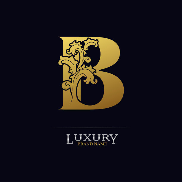 金色的首字母B和花的叶子。奢侈的自然标志图标。优雅的植物设计。现代字母与分支装饰的字母组合，徽章，首字母，标签，品牌，业务，贺卡图片下载