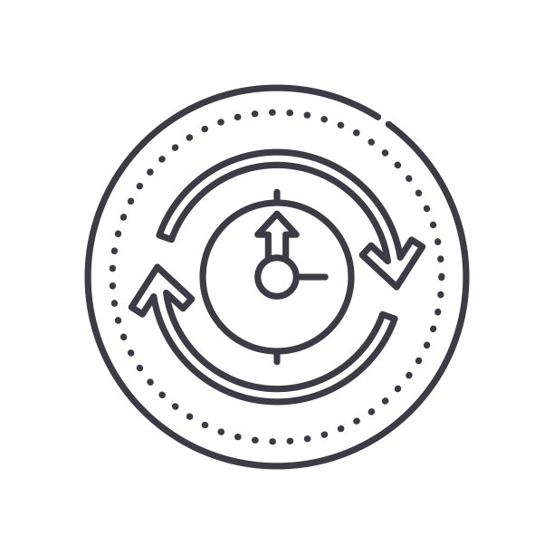 处理时间图标，线性孤立的插图，细线矢量，网页设计标志，轮廓概念符号与可编辑的笔画在白色背景。图片下载