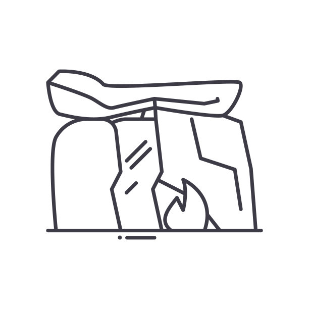 文明洞穴图标，线性孤立的插图，细线矢量，网页设计标志，轮廓概念符号与可编辑的笔画在白色的背景。图片下载