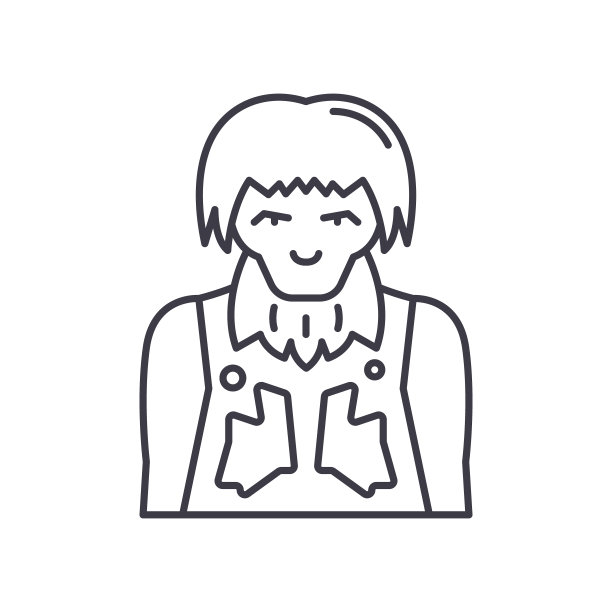 原始人图标，线性孤立的插图，细线矢量，网页设计标志，轮廓概念符号与可编辑的白色背景笔触。图片下载