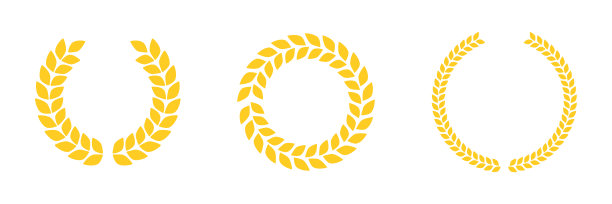 花圈由麦穗上的谷物图标设置。图片下载