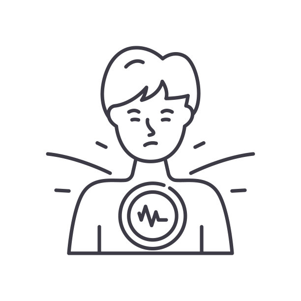 胸部压力图标，线性孤立的插图，细线矢量，网页设计标志，轮廓概念符号与可编辑的白色背景笔触。图片下载