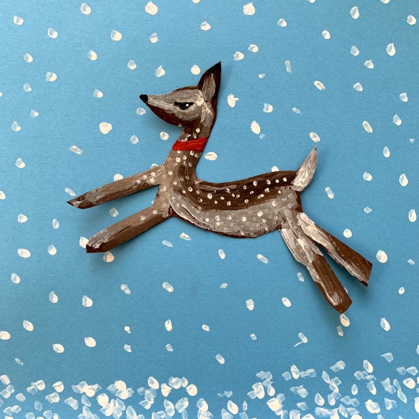 冬季绘画场景和各种背景上的原始鹿图片下载