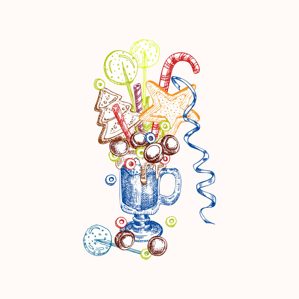 怪兽摇甜品，孤立背景。巧克力，甜甜圈，冰淇淋，糖果，饼干，棉花糖设计为餐厅，咖啡馆，酒吧，菜单矢量图片下载