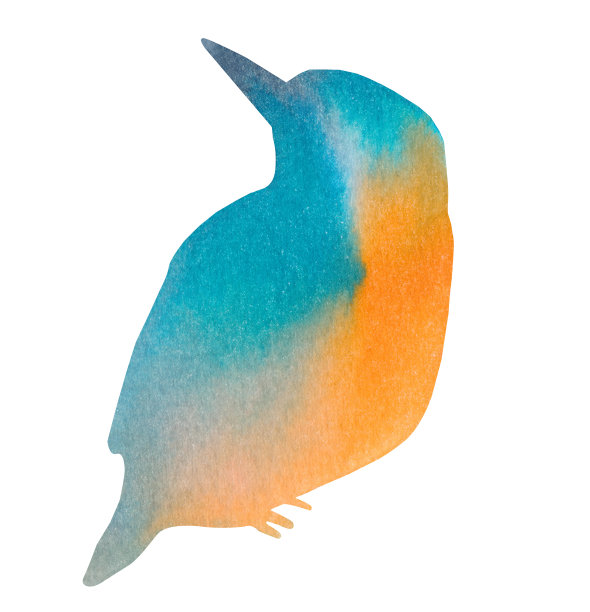 手绘蓝色水彩斑点翠鸟的形式图片下载