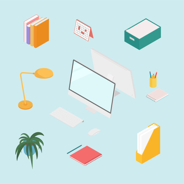 办公用品配备电脑图片下载