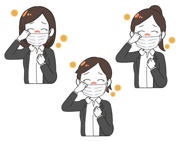 因花粉热而致眼睛发痒的OL上半身面膜图片下载