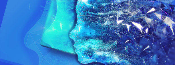 一个人的几何轮廓具有科学技术的概念图片下载