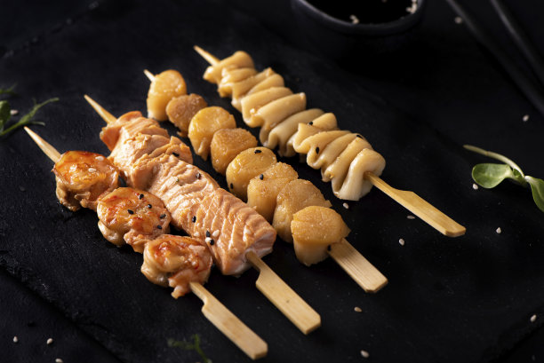 一套海鲜串酱油和芝麻图片下载