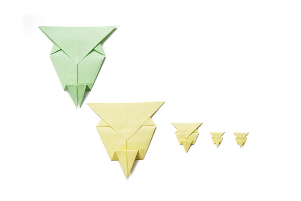 如何折纸猫头鹰。孩子们的艺术项目。DIY的概念。一步一步的照片说明。图片下载