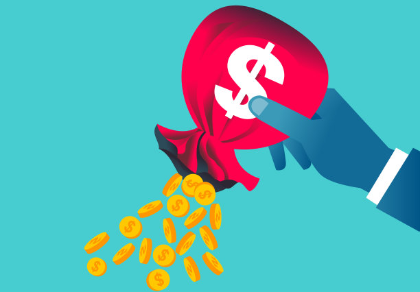 手拿钱袋倒出金币图片下载