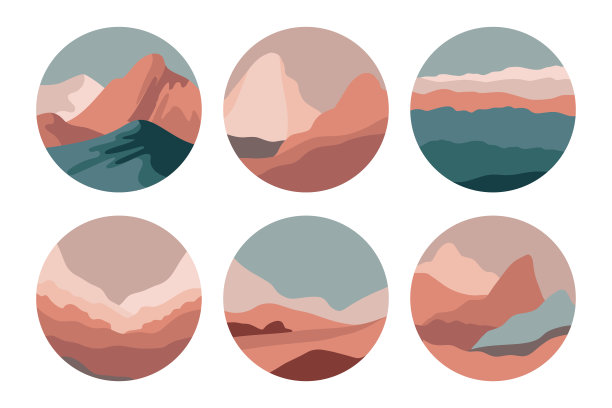 向量集抽象的创意背景在最小的时尚风格与复制空间的文本和山景观-社会媒体故事的设计模板-简单，时尚和最小的墙纸设计图片下载