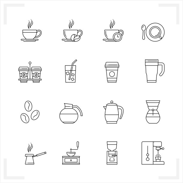 咖啡图标与白色背景图片下载