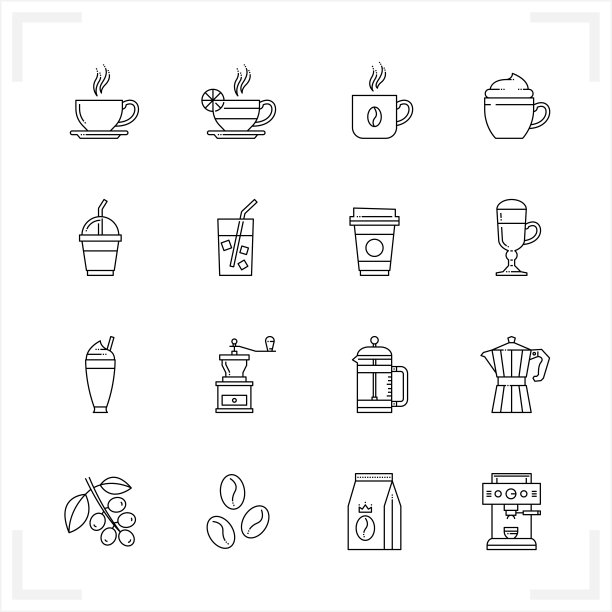 白色背景的咖啡图标图片下载