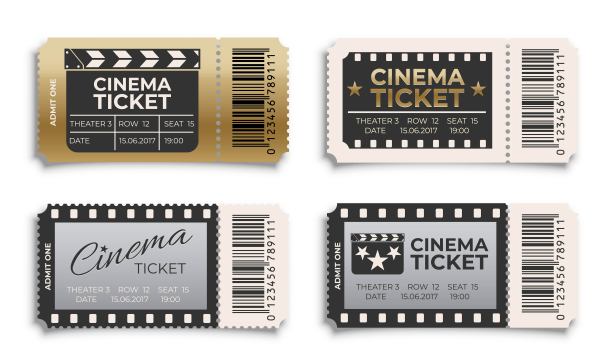 电影布景的电影票。复古复古的入场券。电影影院行业概念矢量插图。娱乐和现代行为艺术。卡档案设计图片下载