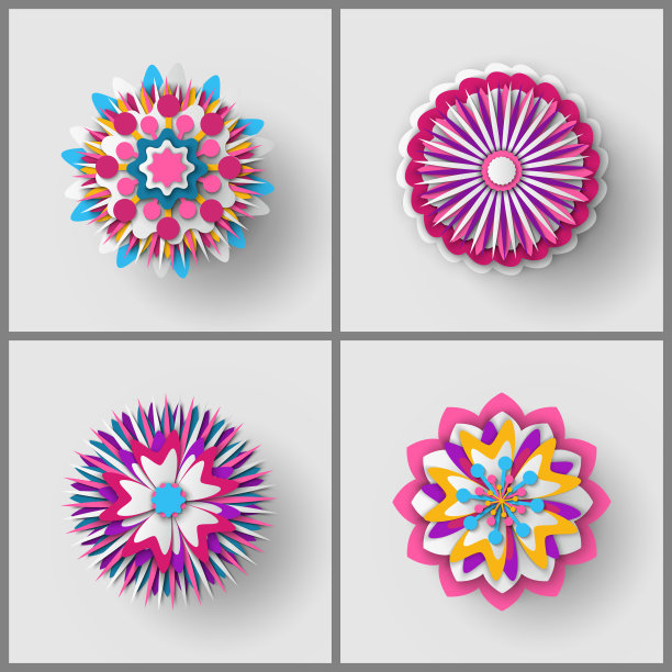 海报装饰的花束，花折纸矢量图片下载