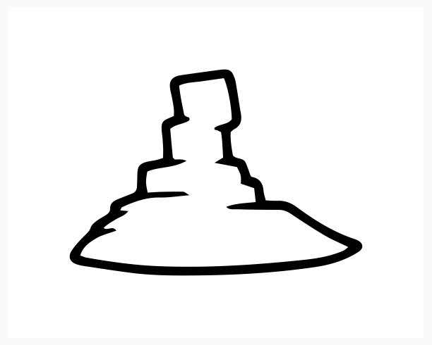 涂鸦纪念碑山谷亚利桑那州图标孤立的白色。岩石艺术线条。素描石头。矢量插图。每股收益10图片下载