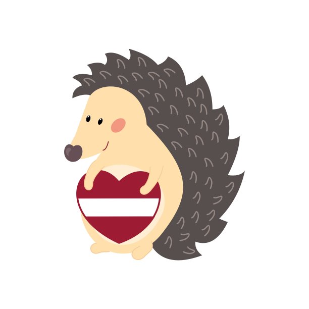 可爱的卡通刺猬抱着拉脱维亚国旗颜色的心。贺卡献给拉脱维亚独立日- 11月18日。图片下载