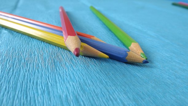彩色铅笔，彩色铅笔，铅笔，蓝色图片下载