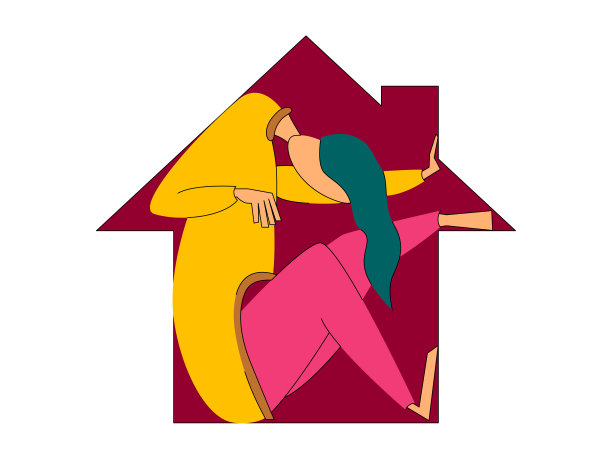 女孩保持冷静，待在家隔离。图片下载