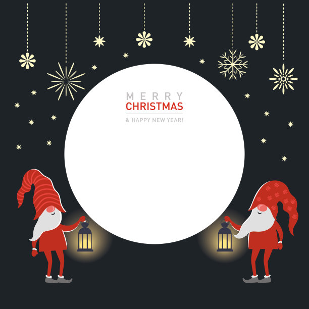 黑暗中可爱的侏儒。圣诞贺卡。图片下载