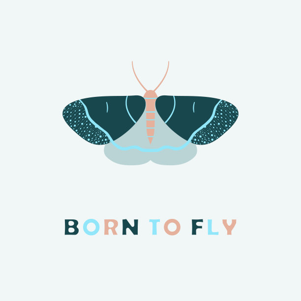 蝴蝶在深祖绿和玉绿色的颜色，生来就飞字幕在光的背景图片下载