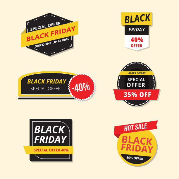 黑色星期五促销标签集合素材图片