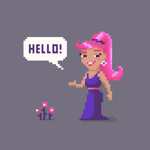 像素艺术女性角色。童话般的人物。图片下载